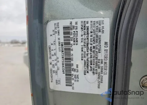 2005 Mercury Grand Marquis Ls из США, поврежденный, VIN 2MEHM75W75X662369